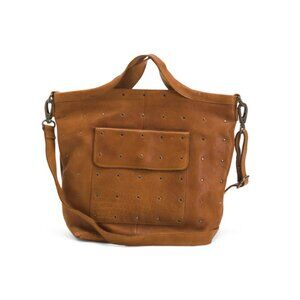 LATICO Cognac Leather Jagger Crossbody Tote